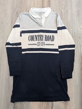 ✨3/$20✨ Country Road Rugby Polo Shirt Navy Blue and Grey - Size 14
